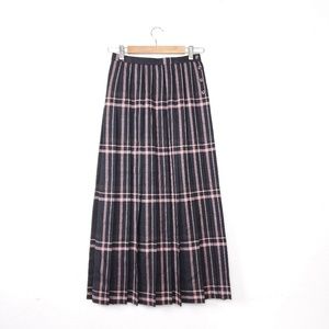 Jaeger pleat check tartan plaid wool midi skirt 8